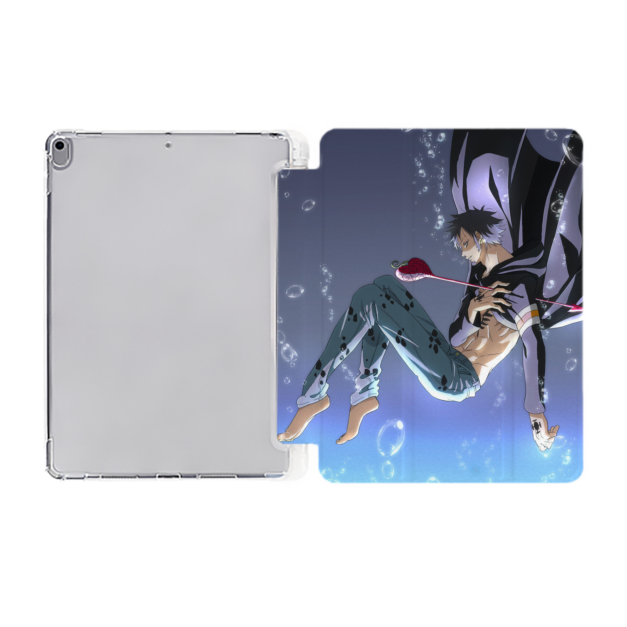 ワンピース ONE PIECE IPad ケース ペン収納付き 三つ折りスタンド PUレザー×シリコン 対応機種9.5/10.5/10.9インチ
